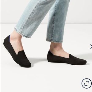 Rothy’s The Loafer Round Toe Black & Blue Ballet Slip-Ons